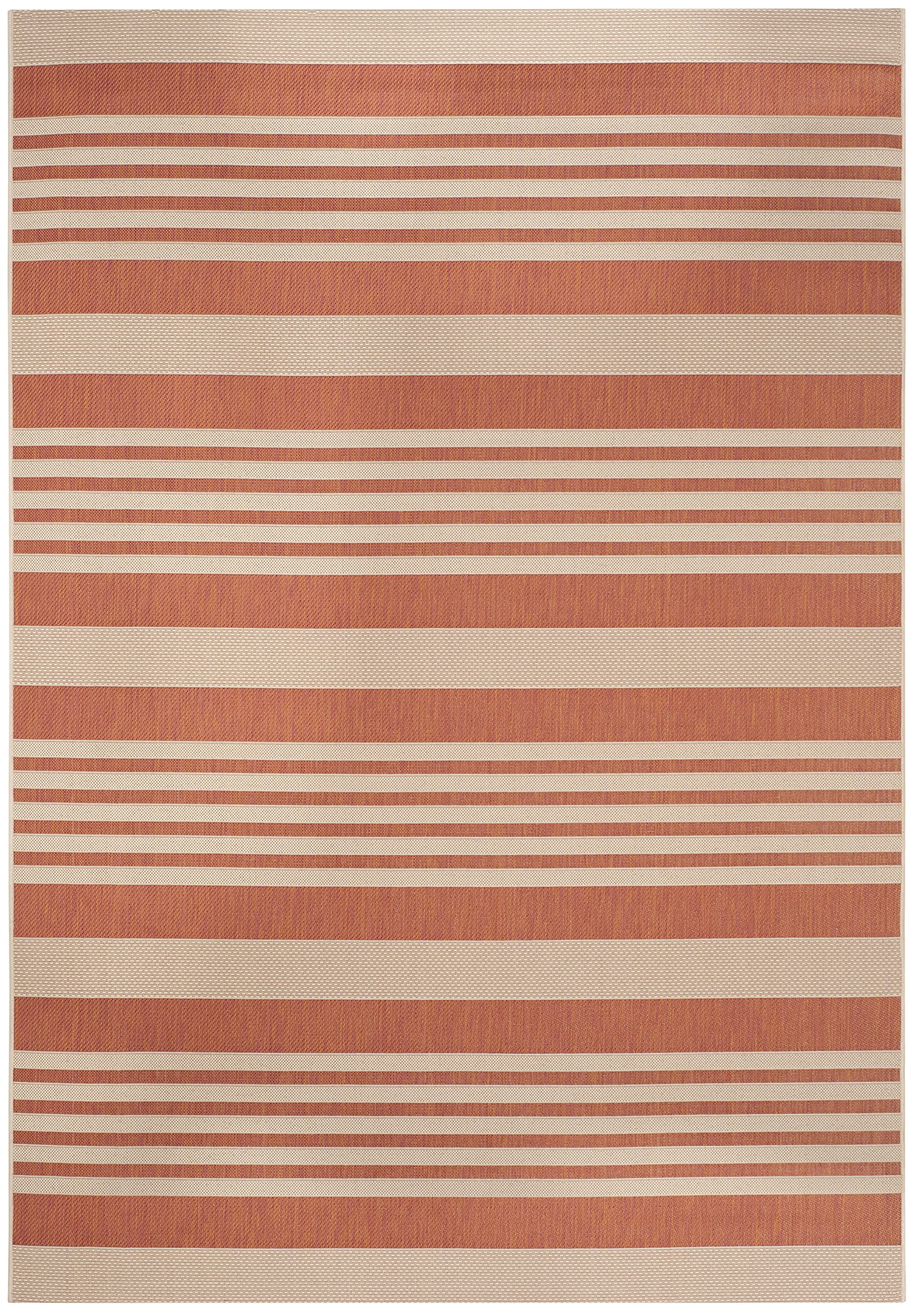 Safavieh Courtyard Collection Area Rug - 6'7'' X 9'6'', Terracotta & Beige, Stripe Design, Non-Shedding & Easy Care, Indoor/Outd