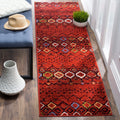 SAFAVIEH Amsterdam Collection Runner Rug - 2'3'' x 16', Terracotta & Multi, Moroccan Boho Design, Non-Shedding & Easy Care, Idea