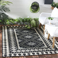 Safavieh Veranda Collection Area Rug - 8' X 11', Black & Creme, Boho Design, Non-Shedding & Easy Care, Indoor/Outdoor & Washable