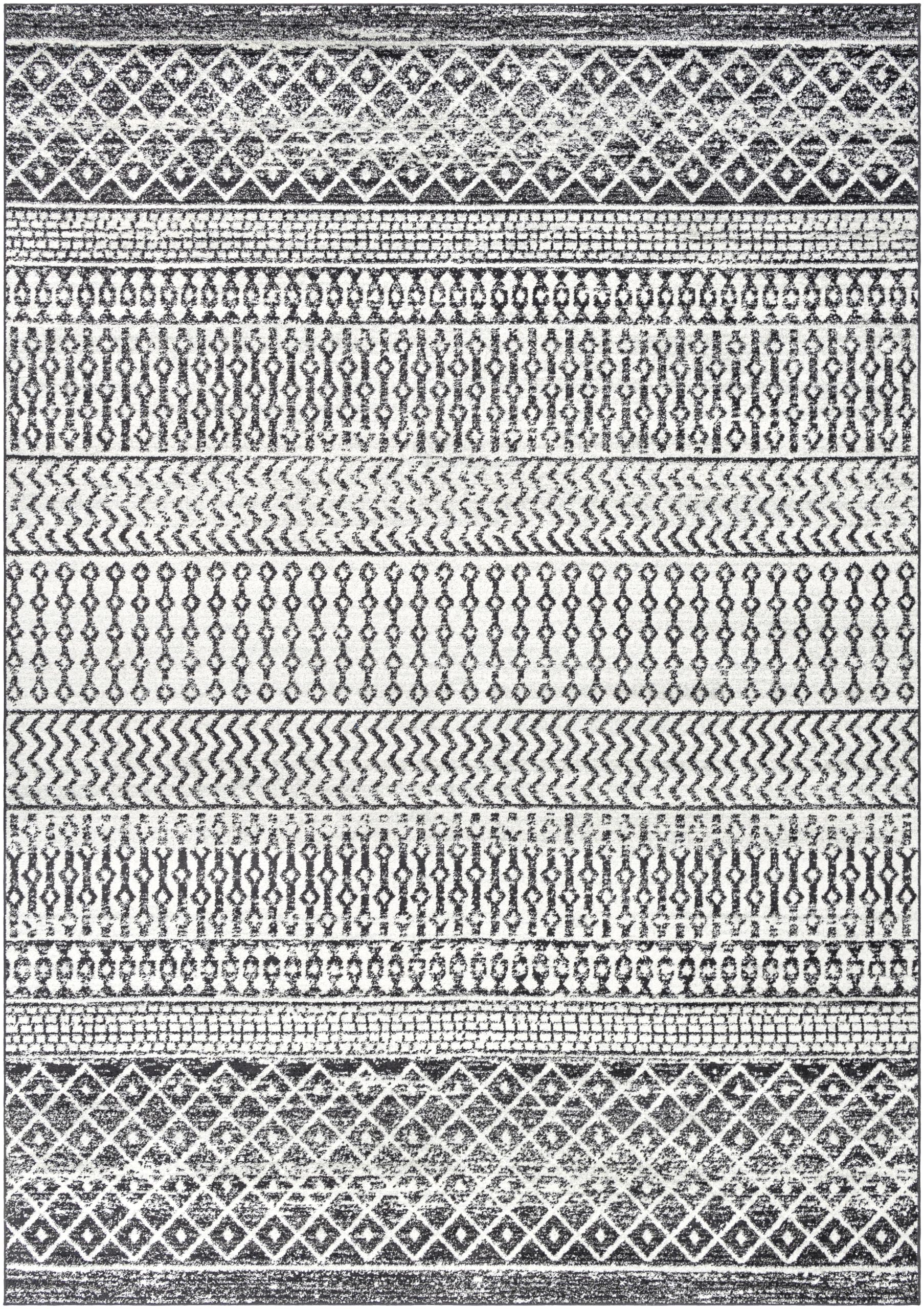 Livabliss Chester Boho Moroccan Area Rug,12' X 18',Black