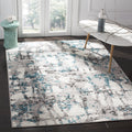 SAFAVIEH Skyler Collection 4 Square Grey/Blue SKY193B Modern Abstract Non-Shedding Living Room Bedroom Accent Rug