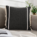 OJIA Modern Throw Pillow Cover with Tassels, Decorative Liana Fringe Accent Cushion Case, Farmhouse Woven Pillowcase for Sofa Ch