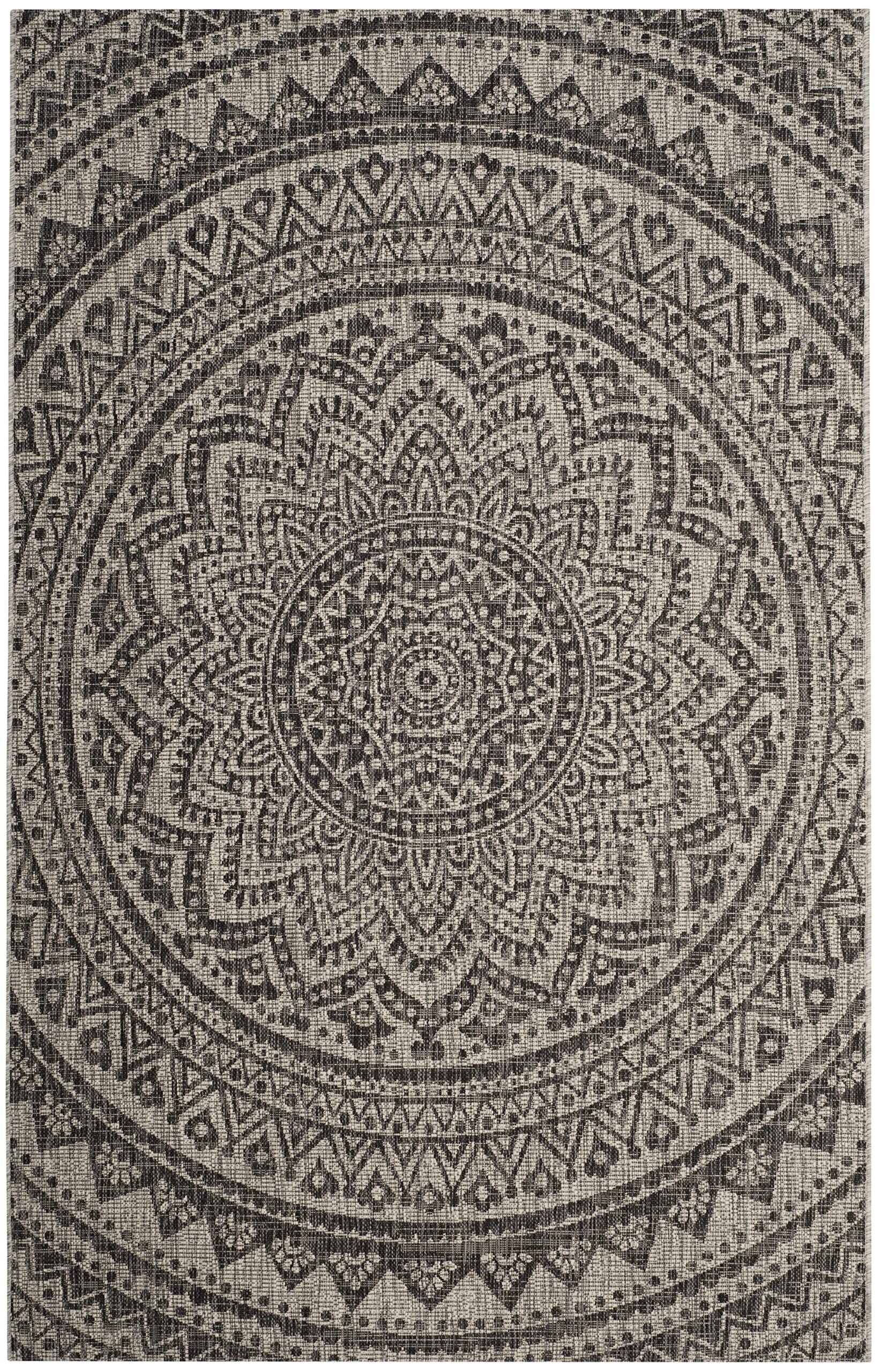 Safavieh Courtyard Collection 6'7' X 9'6' Light Grey/Black Cy8734 Indoor/ Outdoor Waterproof Easy Cleaning Patio Backyard Mudroom Area Rug