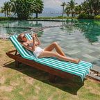 Arkwright California Chaise Lounge Cover - Pack Of 2 - Striped Soft Cotton Cabana Towel With Pocket Holder For Beach Pool Outdoor Chair, 30 X 85 In., Green