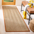 Safavieh Natural Fiber Collection X-Large Area Rug - 26 x 22, Natural & Brown, Border Herringbone Seagrass Design, Easy Care, 