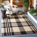 SAFAVIEH Courtyard Collection 4 Square Black/Bone CY6201 Plaid Indoor/ Outdoor Patio Backyard Mudroom Accent Rug