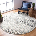 SAFAVIEH Amsterdam Collection Area Rug - 5'1'' Round, Ivory & Grey, Moroccan Boho Design, Non-Shedding & Easy Care, Ideal for Hi