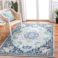 SAFAVIEH Madison Collection Accent Rug - 3 x 5, Teal & Navy, Boho Chic Medallion Distressed Design, Non-Shedding & Easy Care, 