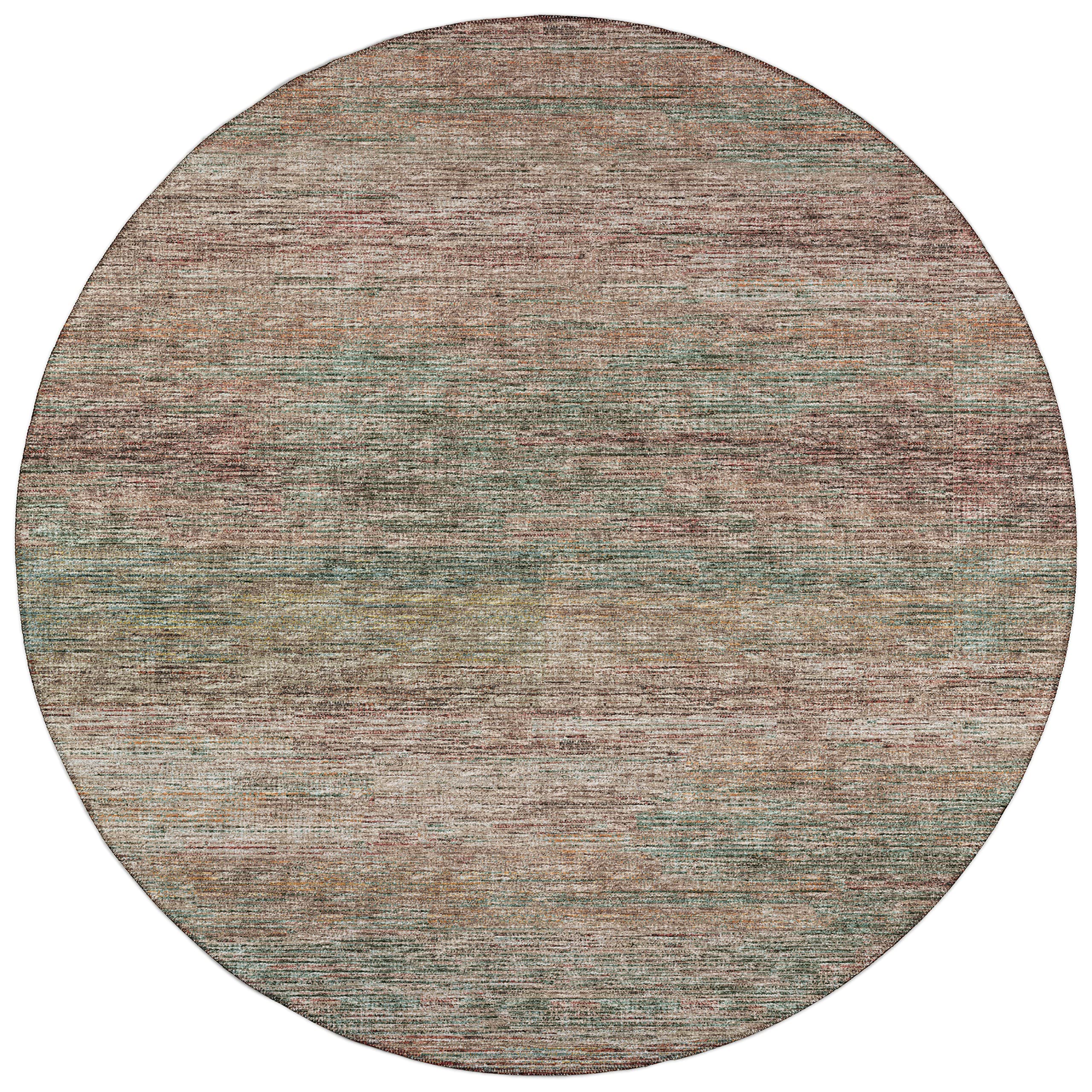 Addison Rugs Marston 8' X 8' Transitional Multi Indoor Outdoor Round Rug, Easy Clean, Machine Washable, Non Shedding, Bedroom, Living Room, Dining Room, Kitchen, Patio Rug