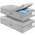 Supowin Underbed Storage Containers Bin with Lids (Set of 2) Large Under Bed Storage Organizer Box with Handle, Foldable Under t