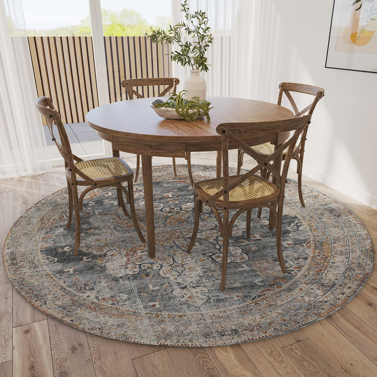 Dalyn Rugs Jericho Jc6 Charcoal 6' X 6' Rectangle Soft Round Rug, Easy Clean, Non Shedding, Bedroom, Entry, Living Room, Dining Room, Kitchen Rug