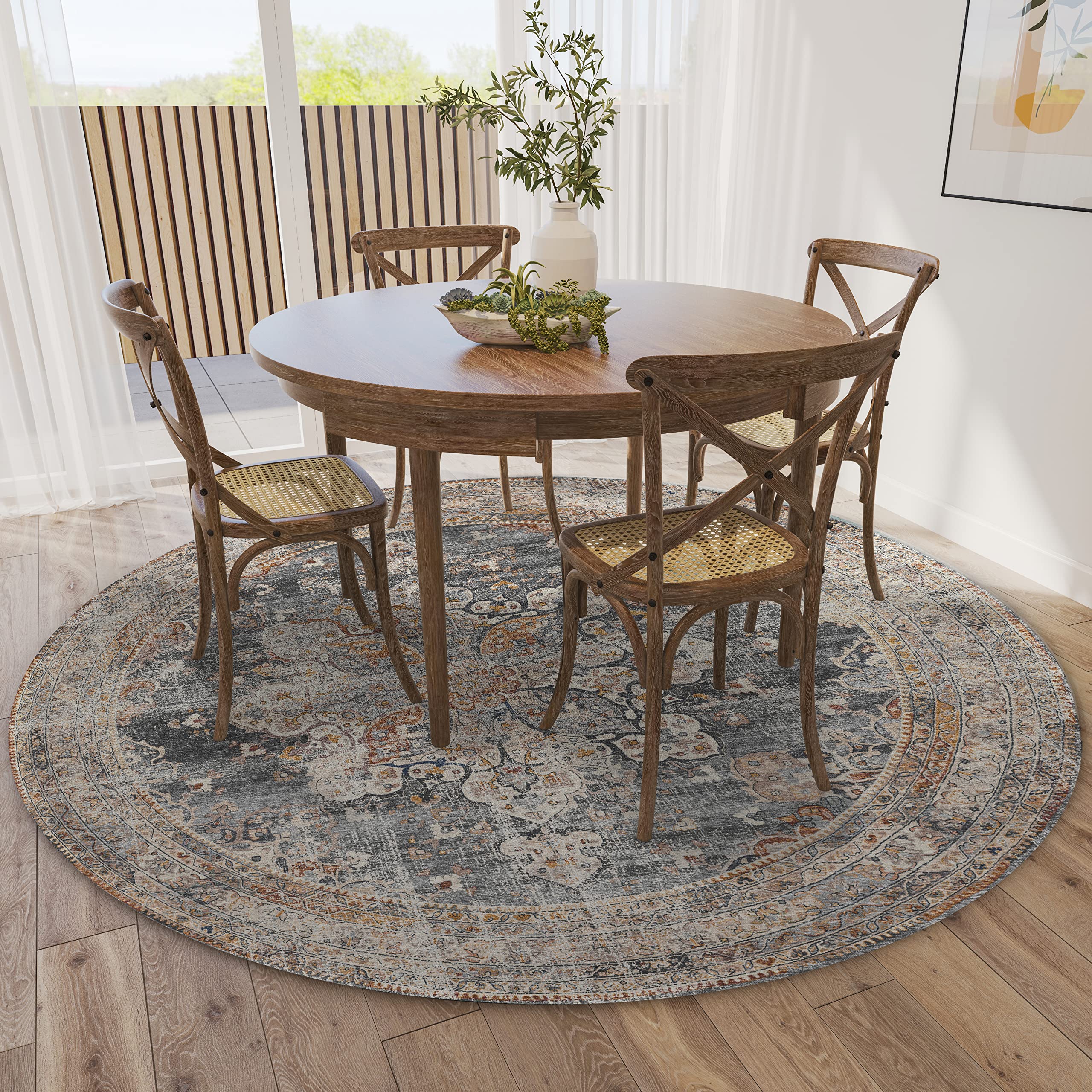 Dalyn Rugs Jericho Jc6 Charcoal 6' X 6' Rectangle Soft Round Rug, Easy Clean, Non Shedding, Bedroom, Entry, Living Room, Dining Room, Kitchen Rug