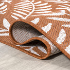Jonathan Y Smb119E-5 Nevis Palm Frond Indoor Outdoor Area-Rug, Coastal Casual Country & Floral Easy-Cleaning,Bedroom,Kitchen,Backyard,Patio,Non Shedding, 5 X 8, Orange/Cream