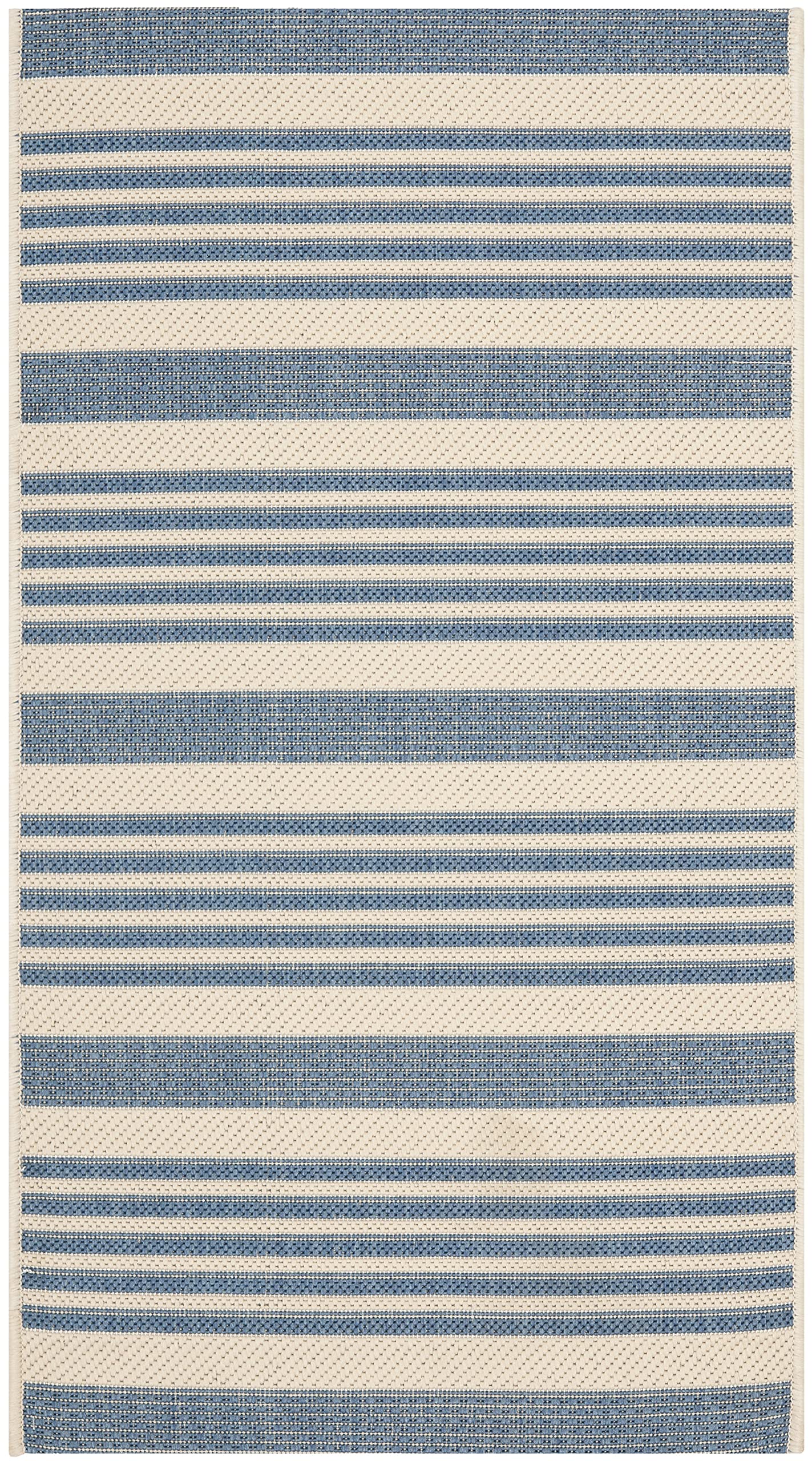 SAFAVIEH Courtyard Collection 2' x 3'7'' Beige/Blue CY6062 Stripe Indoor/ Outside Waterproof Easy cleansingPatio Backyard Mudroo