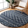 SAFAVIEH Arizona Shag Collection Area Rug - 32 Round, Slate Blue & Ivory, Moroccan Design, 1.6-inch Thick, Non-Shedding, Ideal 