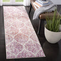 SAFAVIEH Madison Collection Runner Rug - 23 x 8, Cream & Fuchsia, Glam Ogee Trellis Distressed Design, Non-Shedding & Easy Car