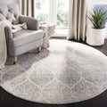 SAFAVIEH Madison Collection 67 Round Ivory / Silver MAD604B Glam Ogee Trellis Distressed Non-Shedding Dining Room Entryway Foye