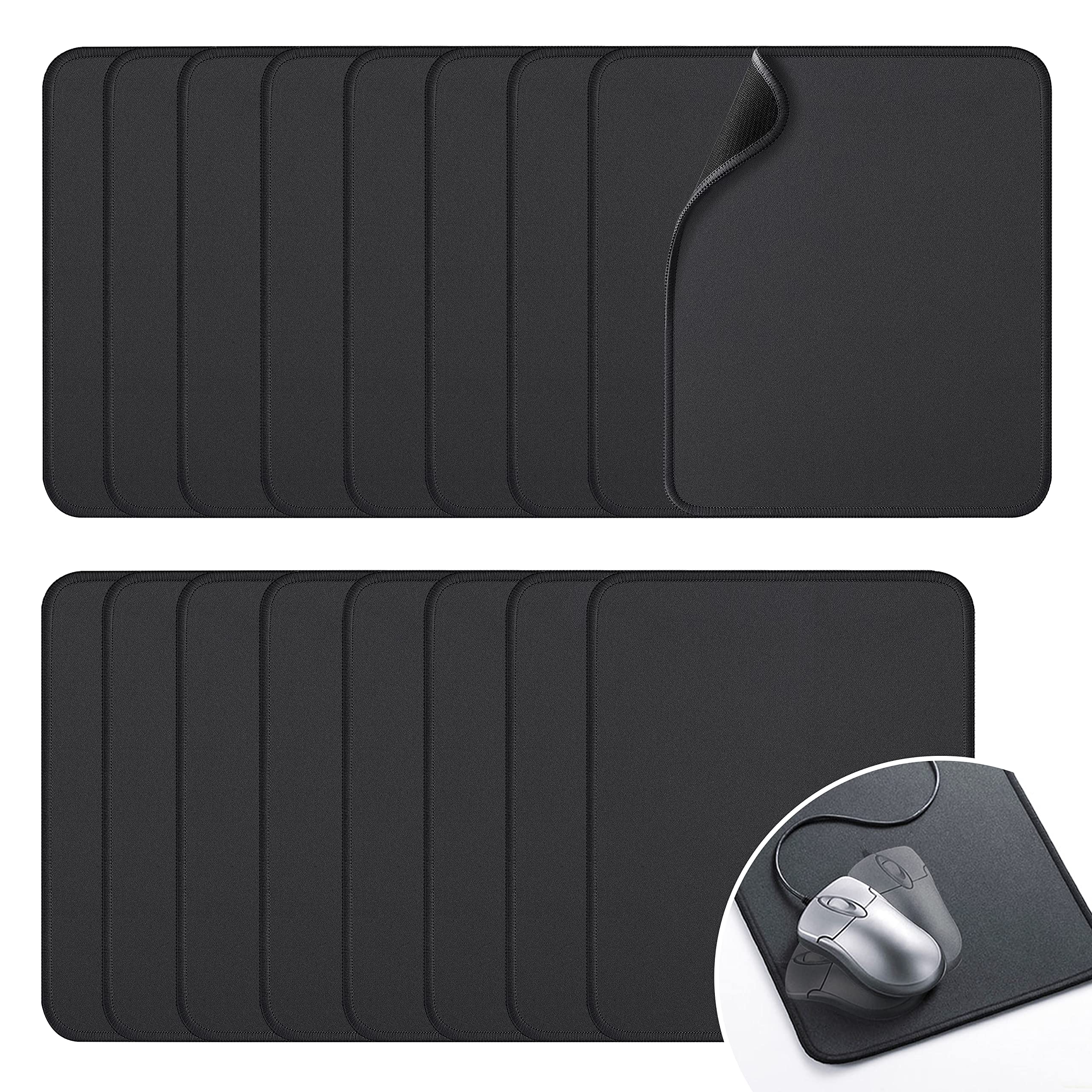 Zhithink 17 Pcs Computer Mouse Pad, Non-Slip Rubber Base And Textured Stitched Edge Mousepads,Mouse Pad Pack For Office And Home