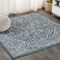 JONATHAN Y SMB104B-3SQ Malta Bohemian Medallion Textured Weave Teal/Gray 3 Square Indoor/Outdoor Area Rug, Pet Friendly, Non-Sh