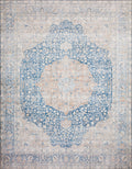 Loloi LAYLA Collection, LAY-07, Blue / Tangerine, 2-6 x 12-0, .13 Thick, Runner Rug, Soft, Durable, Vintage Inspired, Distress