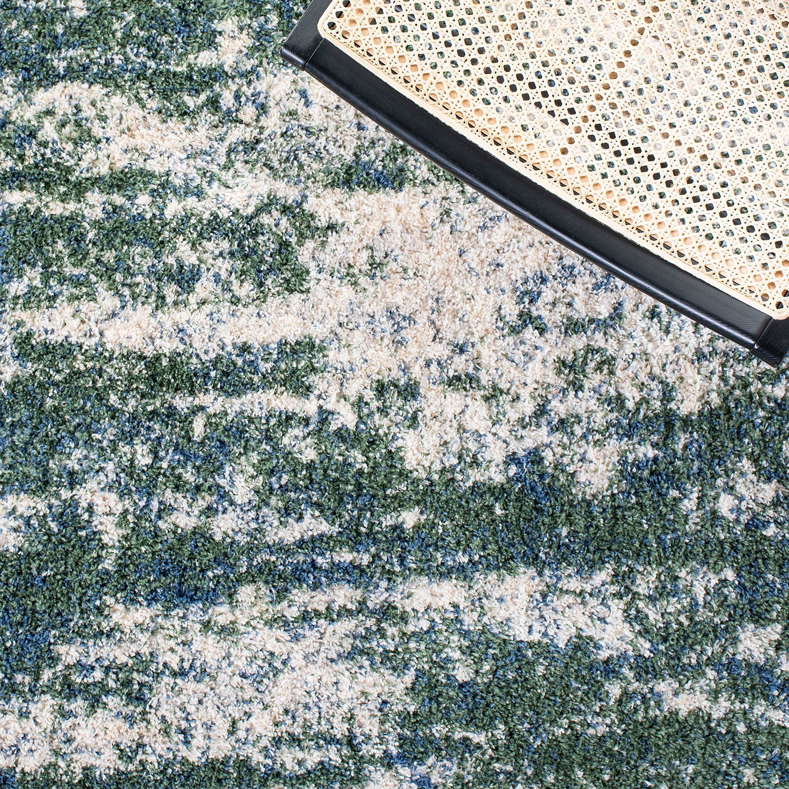 Safavieh Berber Shag Collection Accent Rug - 2' X 4', Green & Beige, Non-Shedding & Easy Care, 1.2-Inch Thick Ideal For High Tra