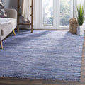 SAFAVIEH Rag Rug Collection Area Rug - 6 x 9, Purple & Multi, Handmade Boho Stripe Cotton, Ideal for High Traffic Areas in Liv