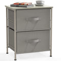 Simple Houseware Night Stands Dresser for Bedroom 2-Tier Organizer Drawer Storage Tower, Grey