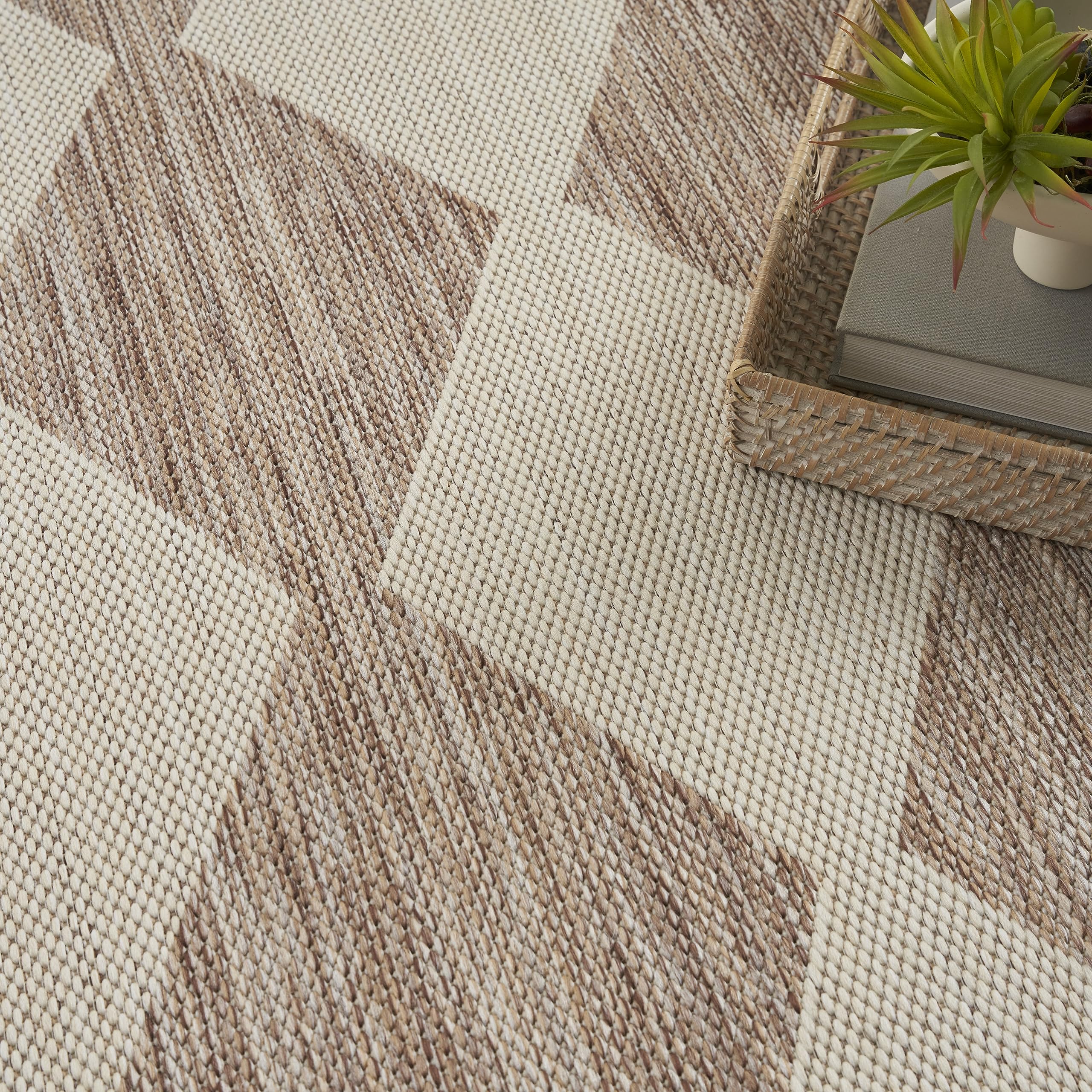 Nourison Positano Indoor/Outdoor Beige 7' X 10' Area Rug, Easy Cleaning, Non Shedding, Bed Room, Living Room, Dining Room, Backyard, Deck, Patio (7X10)