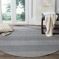 SAFAVIEH Montauk Collection 8 Square Ivory/Navy MTK330B Handmade Flatweave Boho Farmhouse Cotton Tassel Fringe Living Room Dini