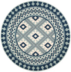 Safavieh Veranda Collection Area Rug - 8' Round, Ivory & Blue, Boho Design, Non-Shedding & Easy Care, Indoor/Outdoor & Washable-