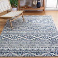 SAFAVIEH Tulum Collection 12 Square Ivory/Navy TUL272D Moroccan Boho Tribal Non-Shedding Area Rug
