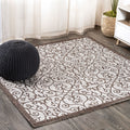 Jonathan Y Smb107C-8Sq Madrid Vintage Filigree Textured Weave Taupe/Espresso 8' Square Indoor/Outdoor Area Rug, Pet Friendly, No