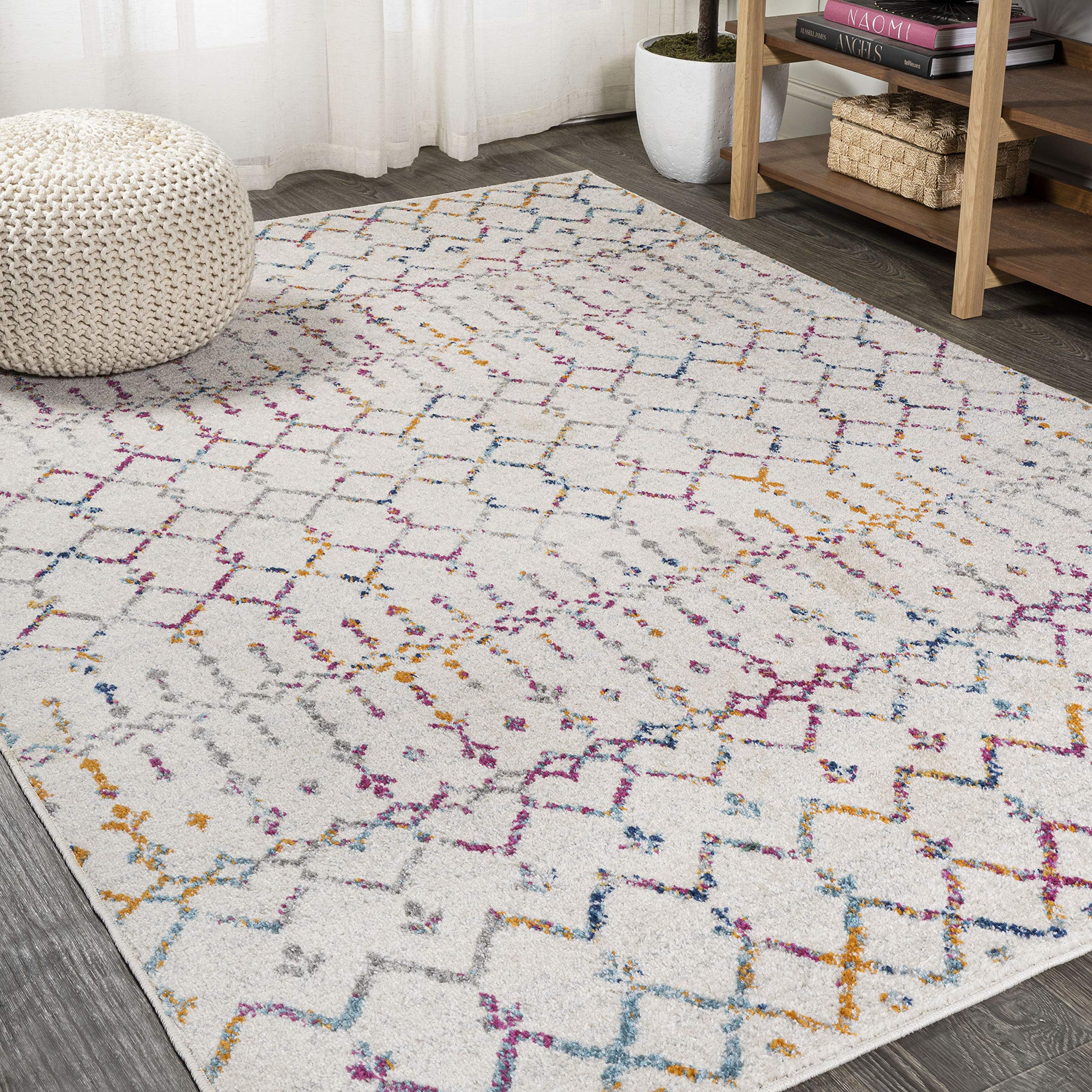 JONATHAN Y MOH101E-5 Moroccan Hype Boho Vintage Diamond Indoor Area-Rug Bohemian Easy-Cleaning Bedroom Kitchen Living Room Non S