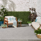 Nourison Versatile Indoor/Outdoor Silver Grey 9' X 12' Area Rug, Easy Cleaning, Non Shedding, Bed Room, Living Room, Dining Room, Deck, Backyard, Patio, High Traffic Area (9X12)