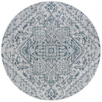 Jonathan Y Smb105C-5R Estrella Bohemian Medallion Textured Weave Indoor Outdoor Area-Rug Coastal Bohemian Rustic Glam Easy-Cleaning Bedroom Kitchen Backyard Patio Non Shedding, 5' Round, Teal/Gray