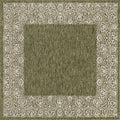 Unique Loom Outdoor Border Collection Area Rug - Floral Border (7' 10' Square, Green/ Ivory)