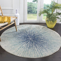 SAFAVIEH Evoke Collection Area Rug - 4 Round, Royal & Ivory, Abstract Burst Design, Non-Shedding & Easy Care, Ideal for High Tr