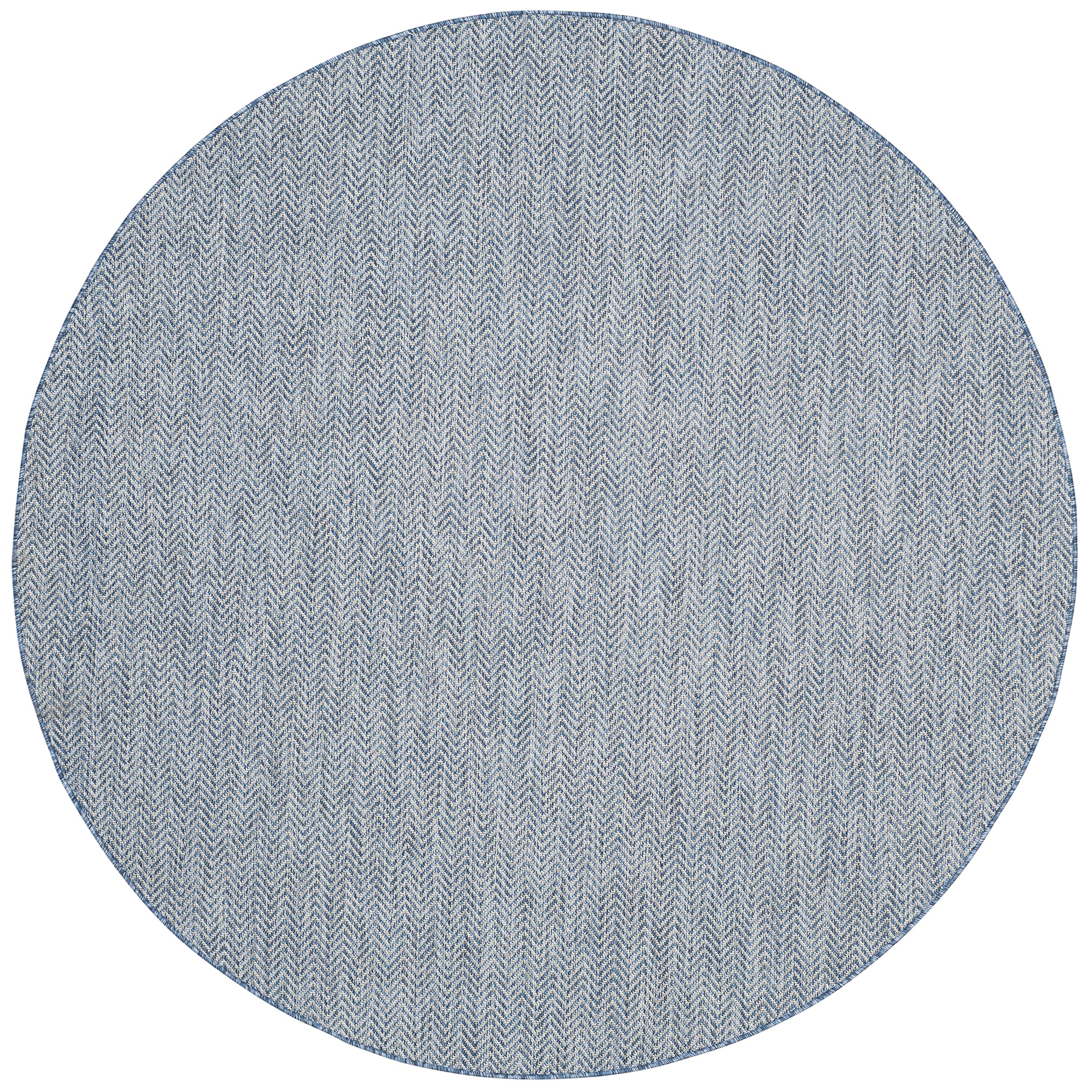 Safavieh Courtyard Collection Area Rug - 4' Round, Navy & Grey, Non-Shedding & Easy Care, Indoor/Outdoor & Washable-Ideal For Pa