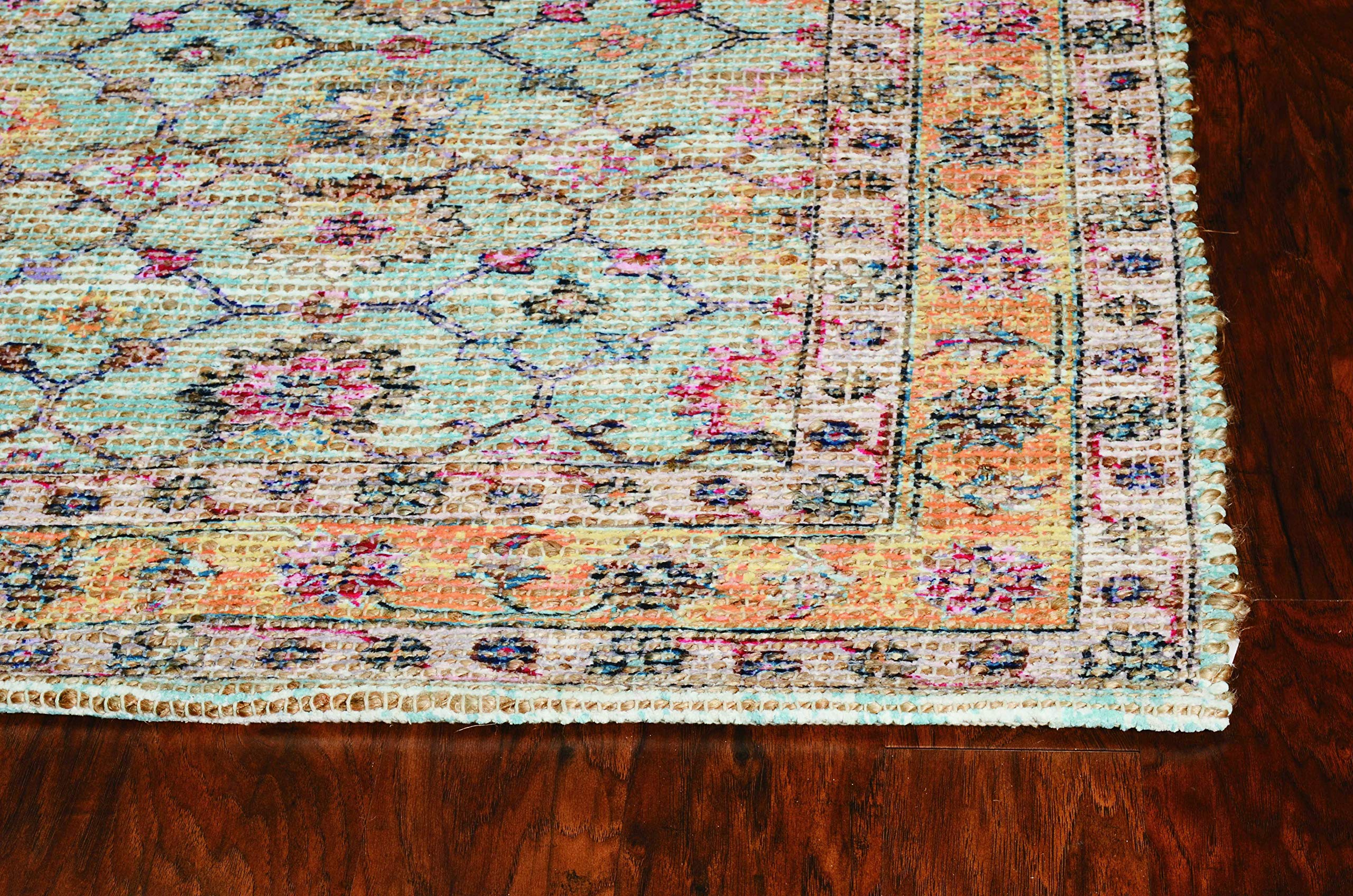 HomeRoots 2'X4' Spa Green Hand Woven Floral Indoor Accent Rug