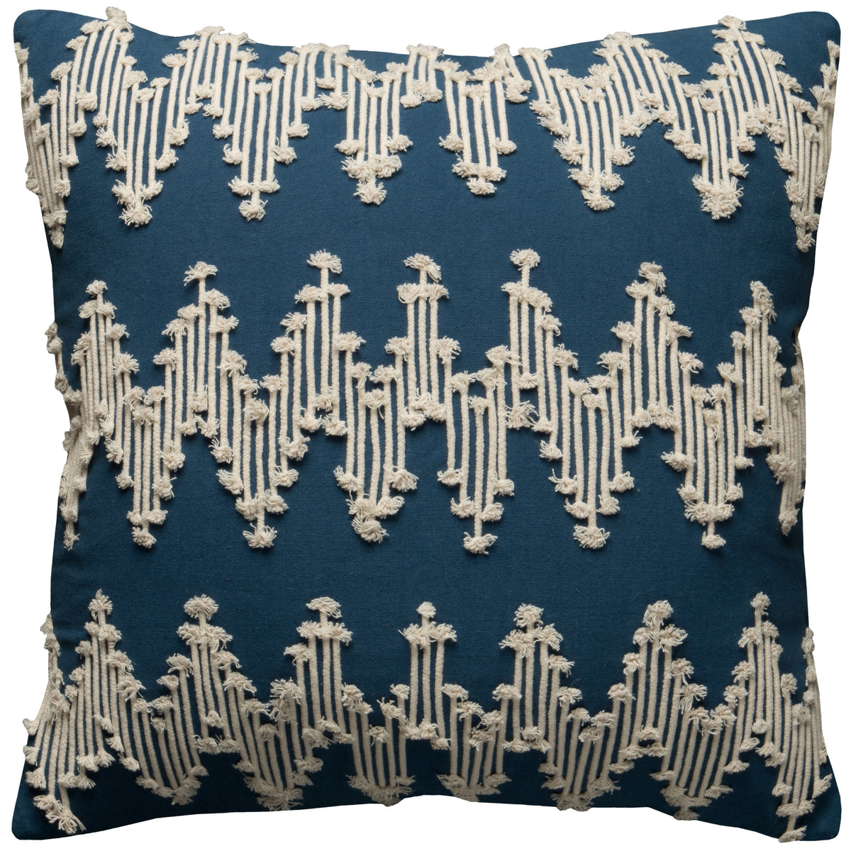 Rizzy Home | T11171 | 20&quot;x20&quot; Blue/Neutral/Chevron Decorative Pillow | Poly Fill