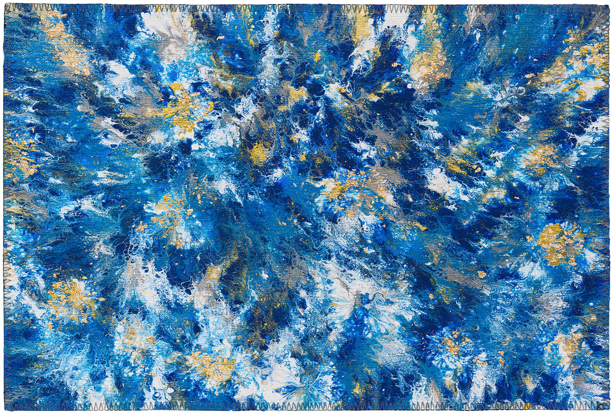 Addison Rugs Karina Akc47 Blue 1'8&quot; X 2'6&quot; Indoor Outdoor Area Rug, Easy Clean, Machine Washable, Non Shedding, Bedroom, Entry, Living Room, Dining Room, Kitchen, Patio Rug