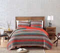 Chezmoi Collection Odette 3-Piece Boho Chic Rust Orange Brown And Red Pre-Washed 100% Cotton Bohemian Bedspread Quilt Set, King