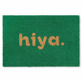 Town & Country Terra Hiya Painted Welcome Door Mat, Natural Coir, Heavyweight, Non-Slip Entryway Mat, Green, 18'X30'