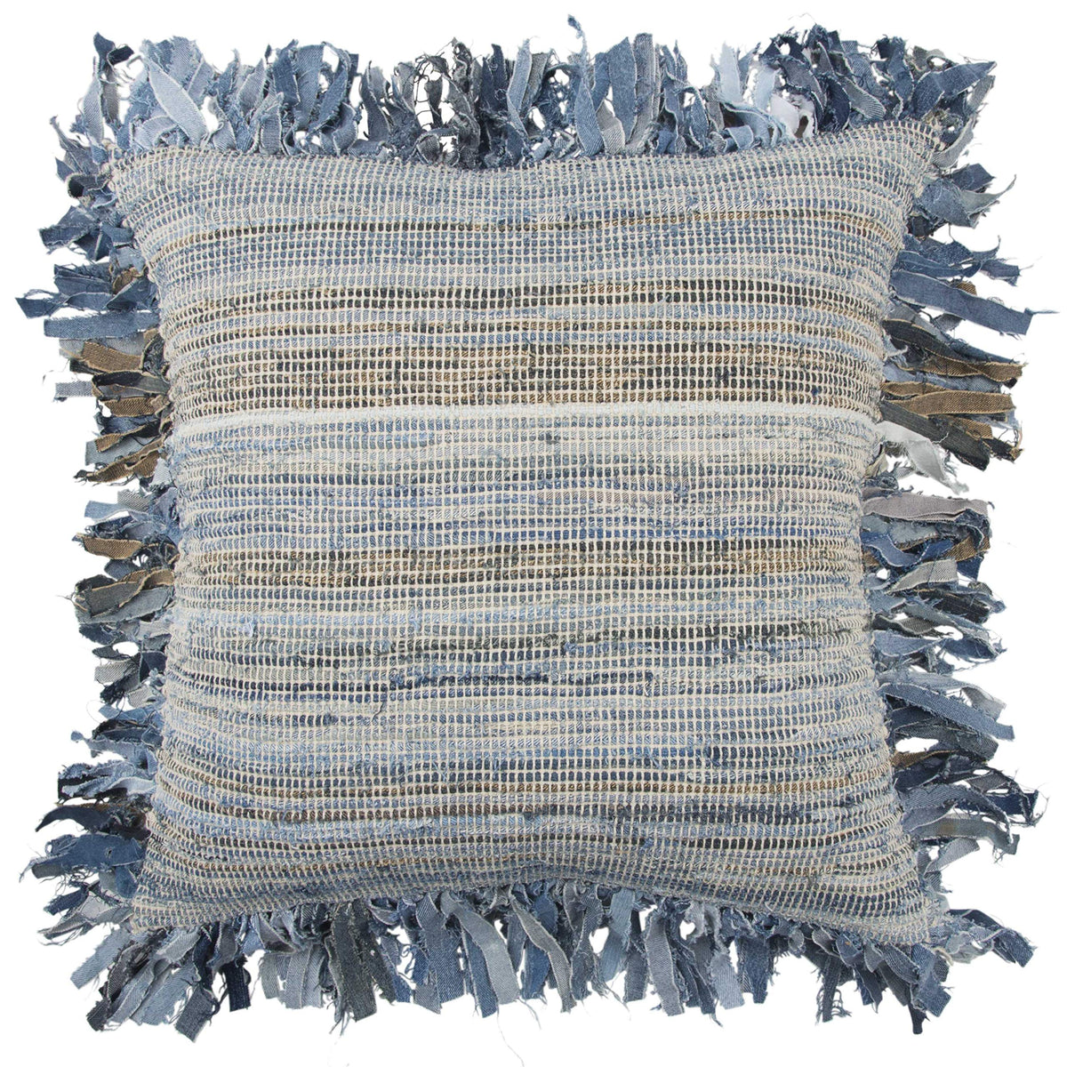 Rizzy Home | T13784 | Poly Fill Decorative Pillow | 22&quot;x22&quot; Light Blue Textural Stipe