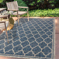 Jonathan Y Smb109D-4 Trebol Moroccan Trellis Textured Weave Indoor Outdoor Area-Rug Bohemian Modern Easy-Cleaning Bedroom Kitchen Backyard Patio Non Shedding, 4 X 6, Navy/Gray