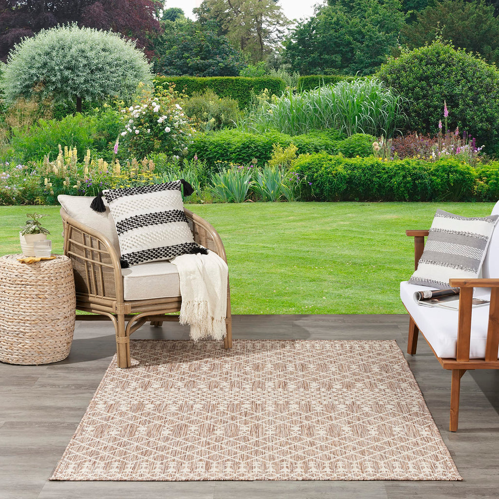 Nourison Positano Indoor/Outdoor Beige 4' X 6' Area Rug, Easy Cleaning, Non Shedding, Bed Room, Living Room, Dining Room, Deck, Backyard, Patio (4X6)