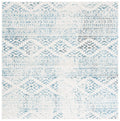 SAFAVIEH Tulum Collection Area Rug - 12 Square, Ivory & Turquoise, Moroccan Boho Tribal Design, Non-Shedding & Easy Care, Ideal
