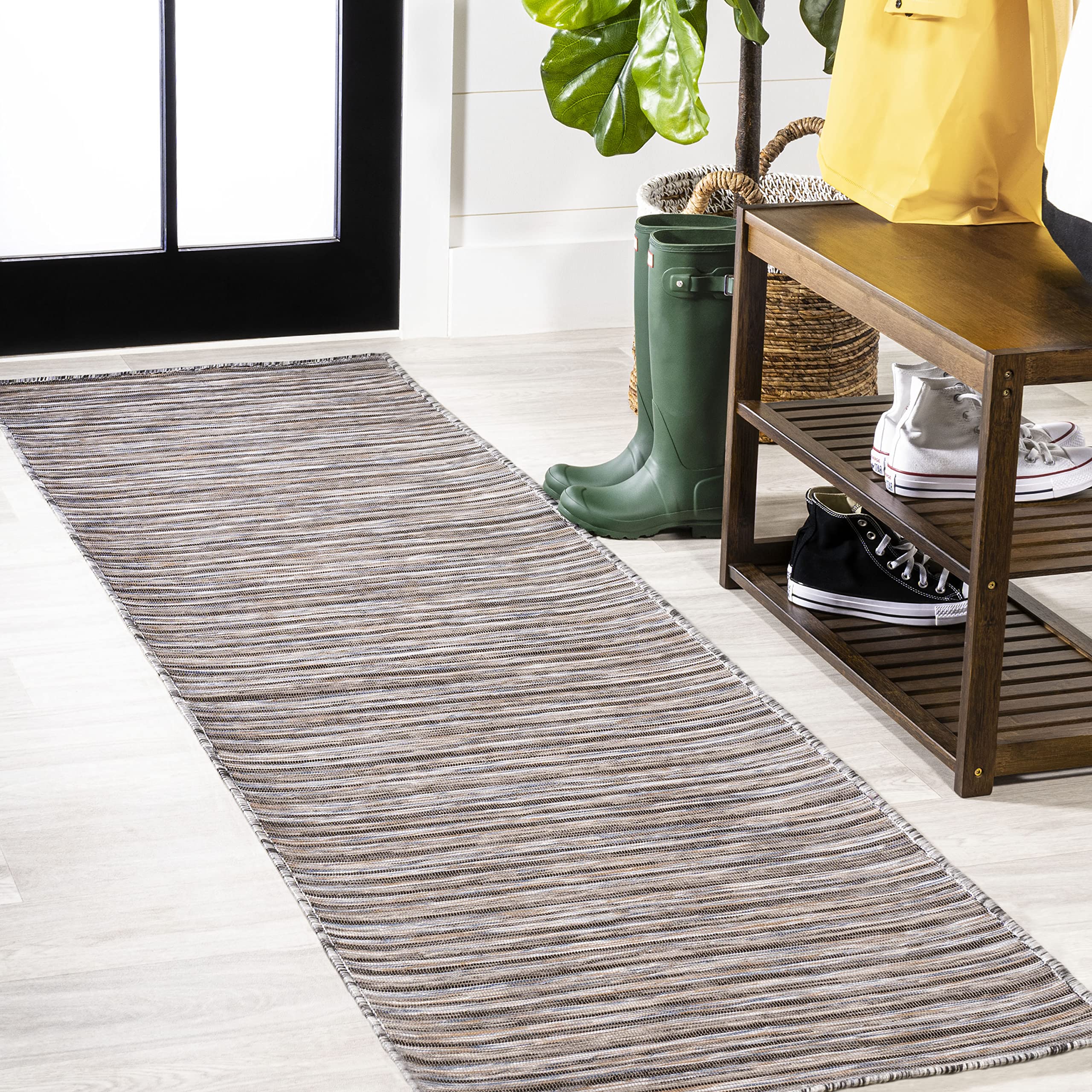 Jonathan Y Tsn102A-28 Finn Modern Farmhouse Pinstripe Indoor Outdoor Area-Rug Casual Contemporary Coastal Easy-Cleaning Bedroom