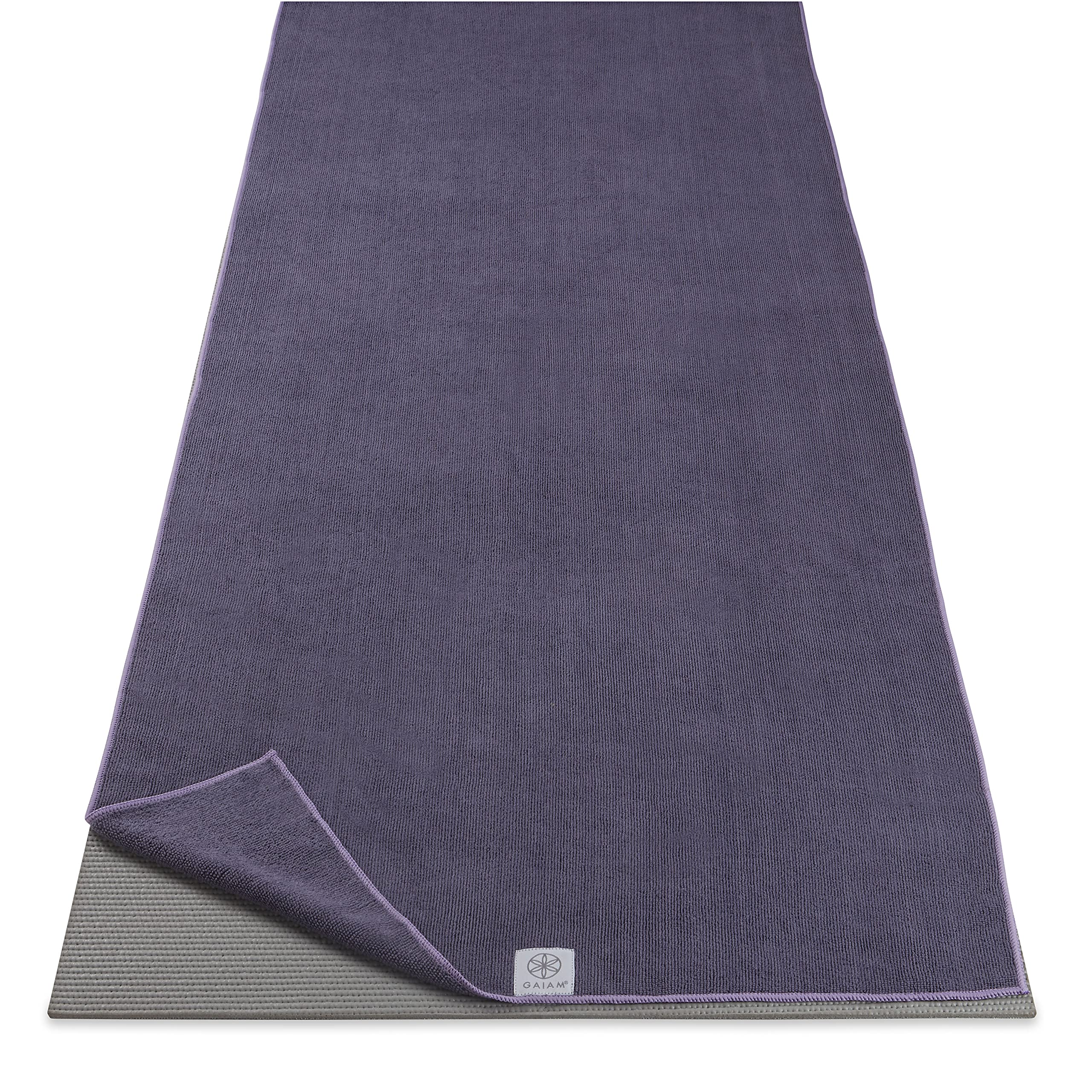 Gaiam Yoga Mat Towel Microfiber Mat-Sized Yoga Towel for Hot Yoga (68 L x 24 W), Heron Lilac