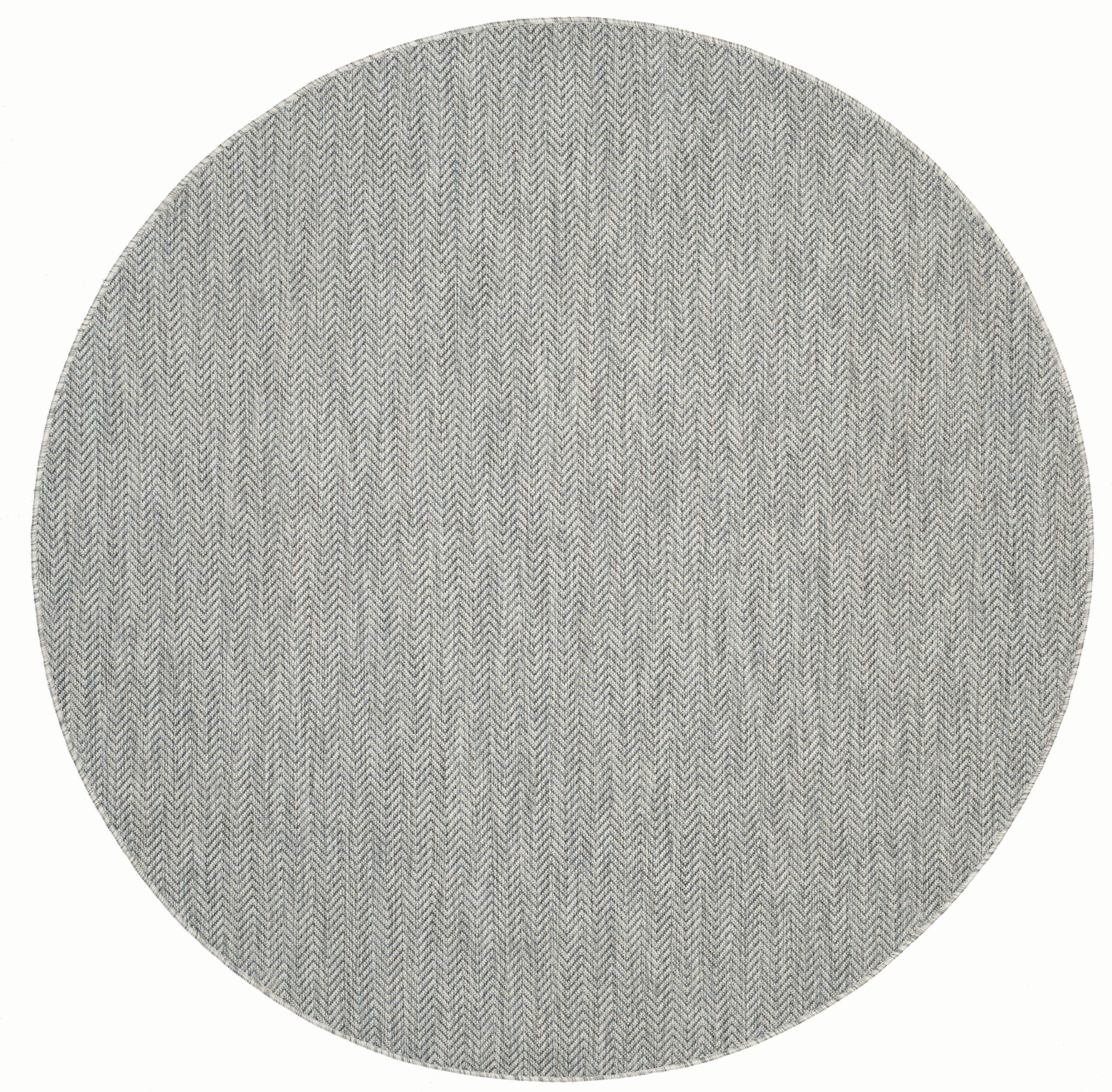 Safavieh Courtyard Collection 4' Round Grey/Navy Cy8022 Indoor/ Outdoor Patio Backyard Mudroom Area Rug